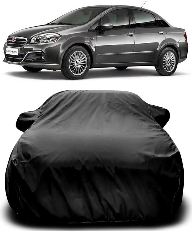 NUMBOR ONE Car Cover For Fiat Linea (With Mirror Pockets)  (Black)