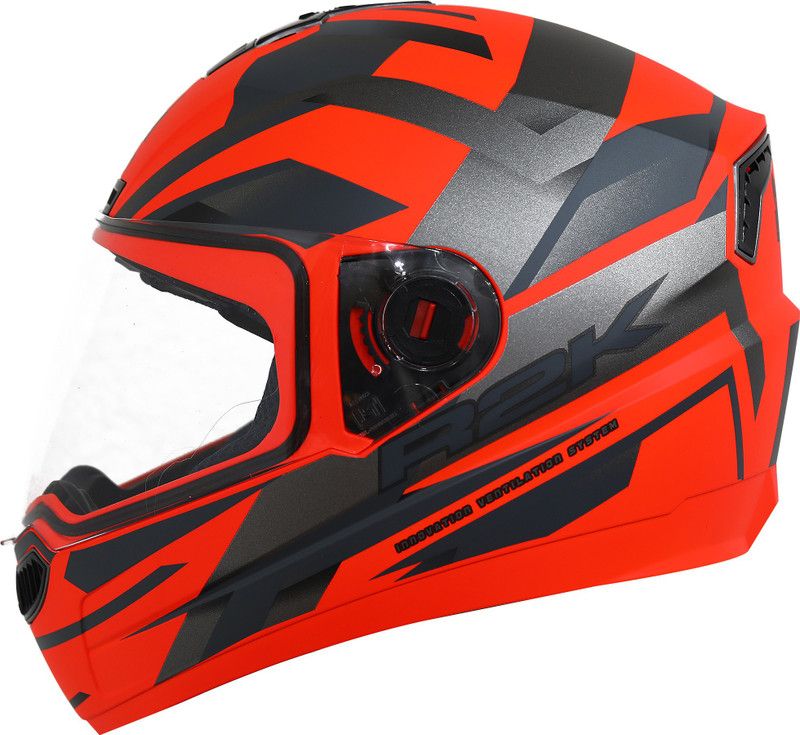 Steelbird Air SBA-1 R2K Full Face Graphics Helmet in Glossy Fluo Red Grey Motorbike Helmet  (Red)