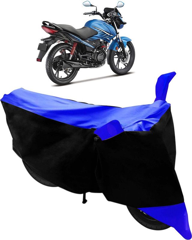 KANDID Two Wheeler Cover for Hero  (Glamour FI, Black, Blue)