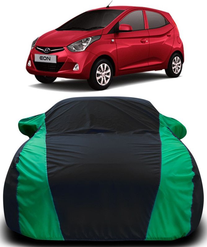 Genipap Car Cover For Hyundai Eon (With Mirror Pockets)  (Black, Green)