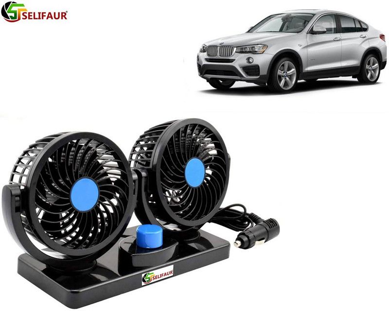 Selifaur F38 - Mitchell 12V DC Electric Car Fan for Dashboad 360 Degree Rotatable Dual Head Car Auto Cooling Air Fan MW X4 Car Interior Fan  (12 V)