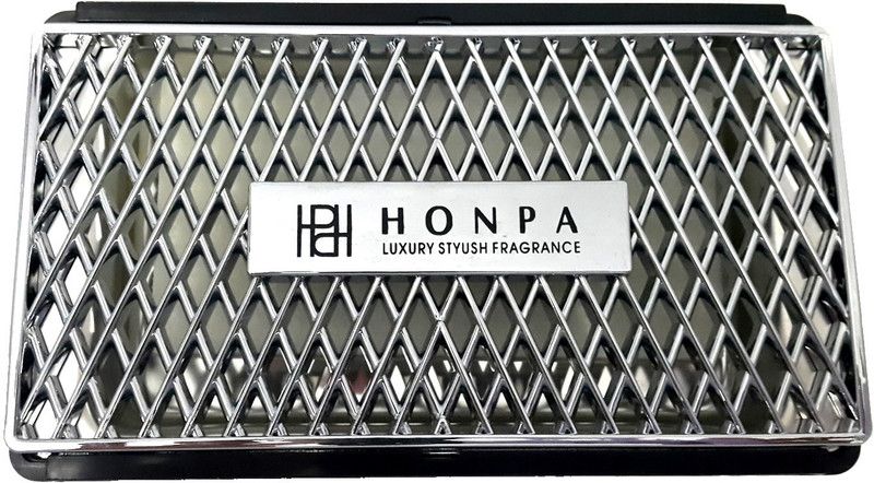 Honpa Luxury & Stylish: Black & Metal Chrome Finish - Multiutility Dashboard Case with Car Gel based Perfume "Orange" - Air Freshner for Cars, Homes, Offices Blocks, Diffuser Set  (20 ml)