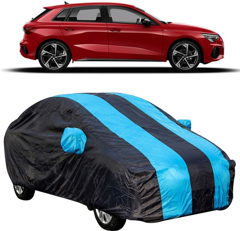 AutoTiger Car Cover For Audi A3 (With Mirror Pockets)  (Black, Blue)
