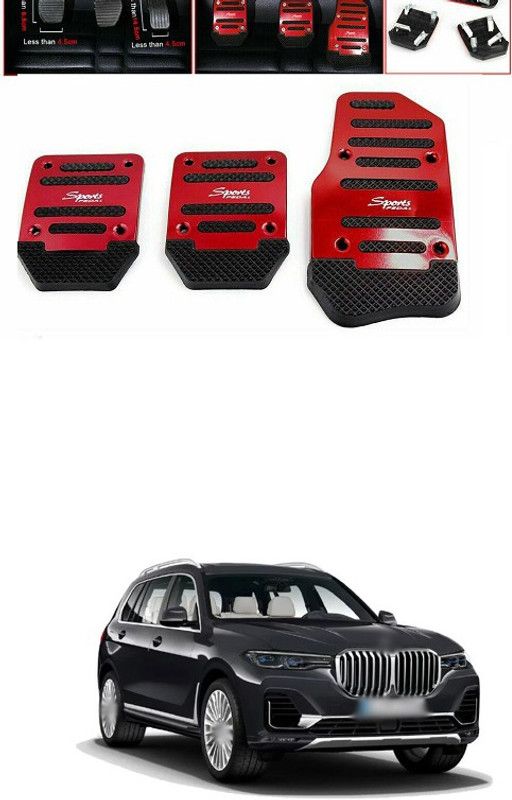 PRTEK CAR 3pcs Nonslip Car Pedal Pads Auto Sports Gas Fuel Petrol Clutch Brake Pad Cover Foot Pedals Rest Plate Kits For MT(Manual Transmission) A36 Car Pedal