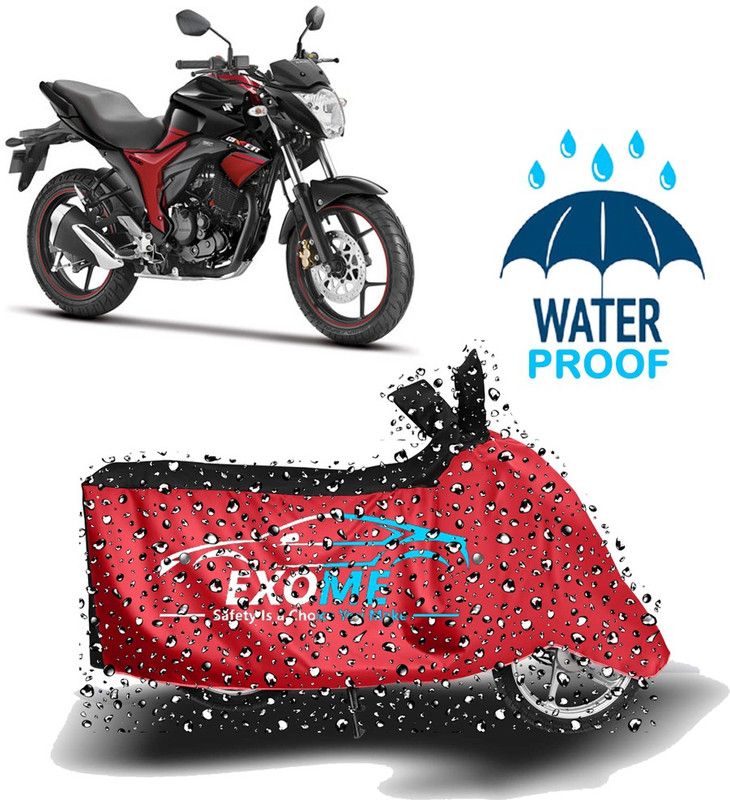 EXOME Two Wheeler Cover for Suzuki  (Gixxer, Red, Black)