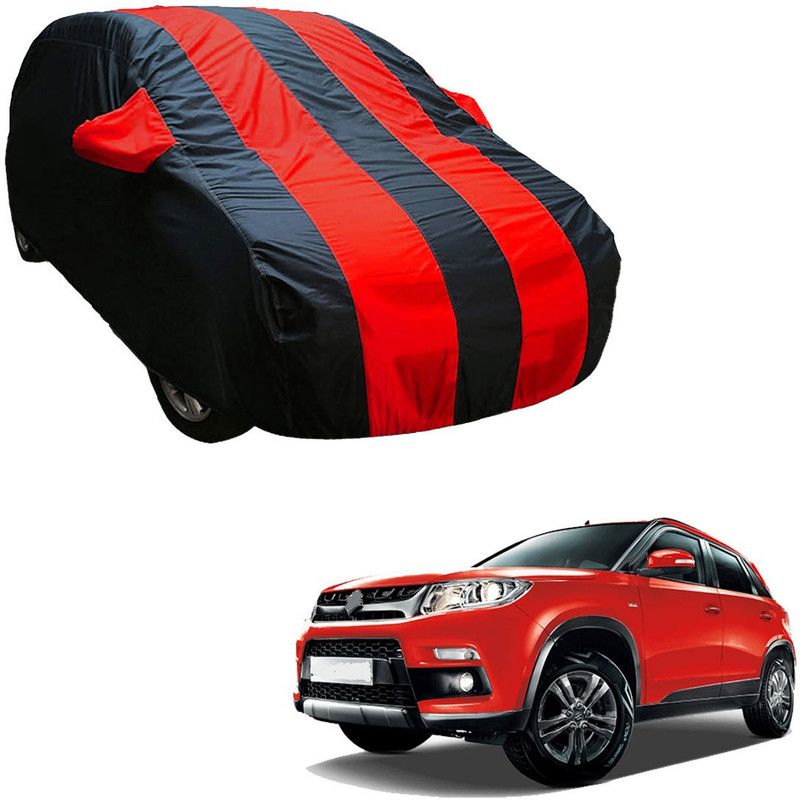 SS Zeeber Car Cover For Maruti Vitara Brezza VXI AT Petrol (With Mirror Pockets)  (Blue, Red)