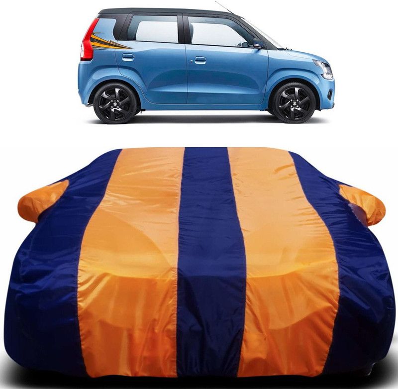 Genipap Car Cover For Maruti Suzuki Wagon R MPV (With Mirror Pockets)  (Orange, Blue)