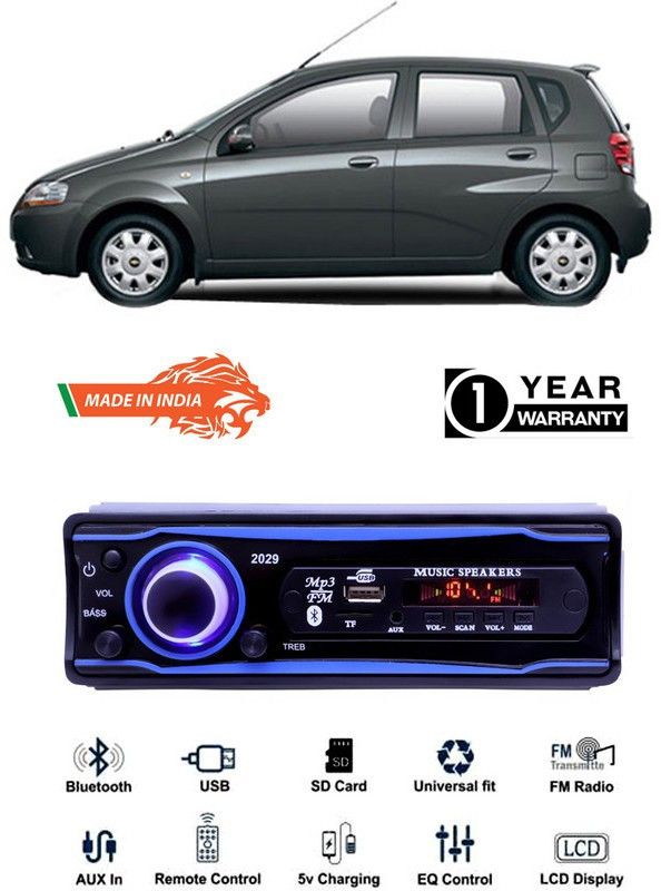 AutoTiger Blue 2029 USB/AUX/SD/BLUETOOTH/FM/MP3 BOOM MASTER STANDARD-AT80 Car Stereo  (Single Din)