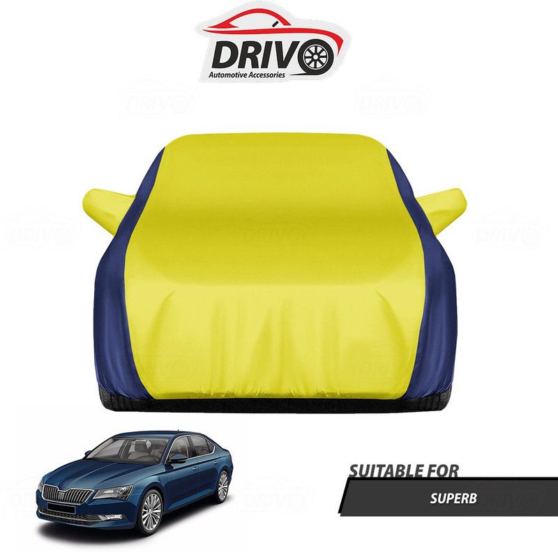 Drivo Car Cover For Skoda Superb (With Mirror Pockets)  (Blue, Yellow)