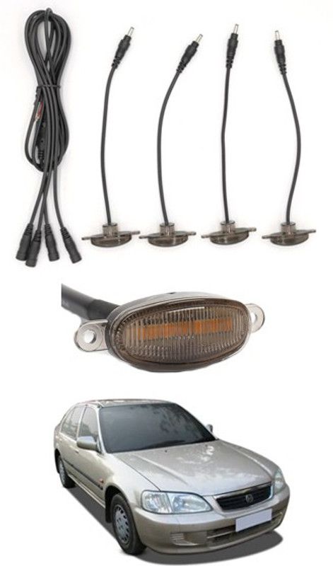 RKPSP 4 LED Front Grill Led Lights Amber Lights DRL For City-Honda-2000-2004 Parking Light Car, Van LED for Honda (12 V, 12 W)  (Universal For Car, Pack of 4)