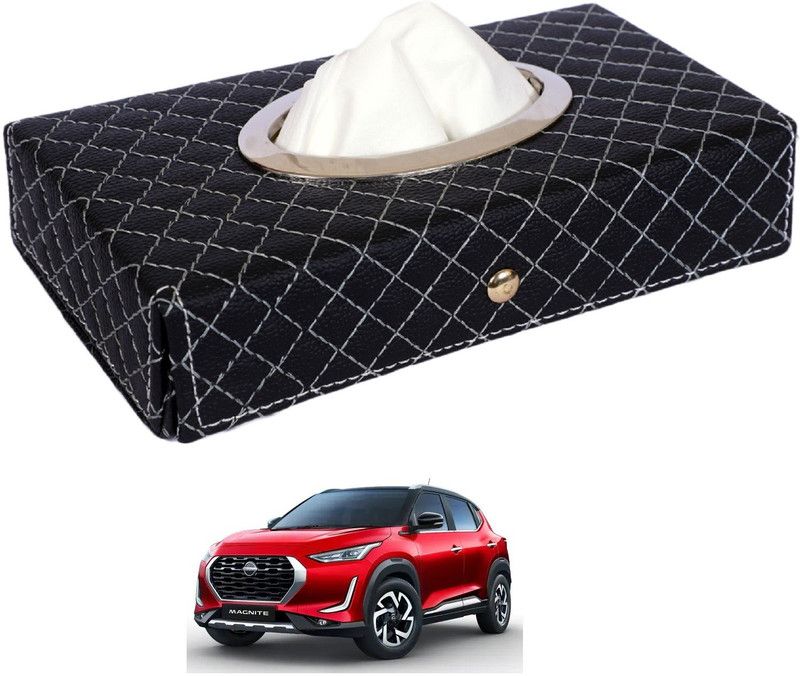 MOCKHE Cross-Black Tissue Box Leatherette-30 Vehicle Tissue Dispenser  (Black)
