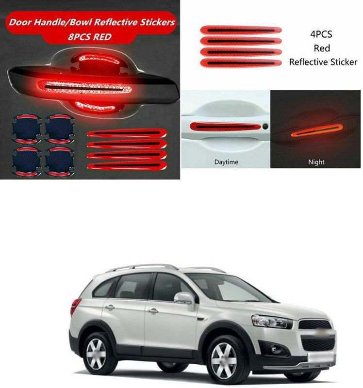 PRTEK Stainless Steel, Plastic Car Door Guard  (Red, Pack of 8, Chevrolet, Captiva)