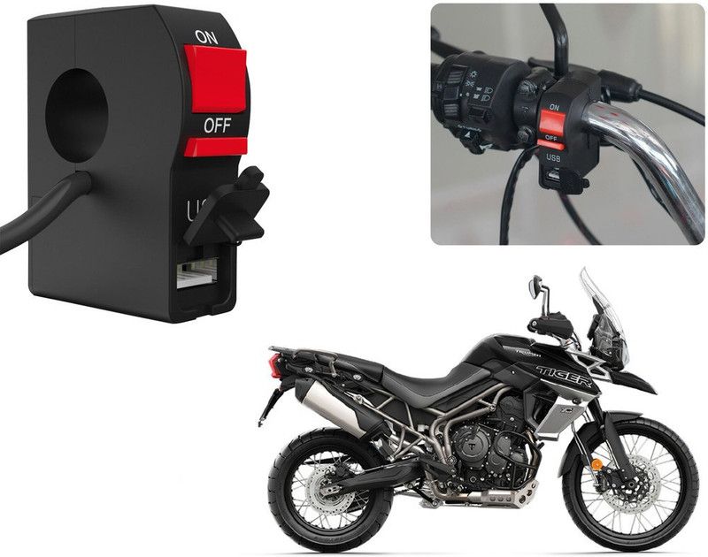 Selifaur S7C78 - Bike Headlight On/Off Switch Button Signal Light Switch with USB Charging Port Applicable Triumph Tiger 800 XCx 2018 2 A Bike Mobile Charger