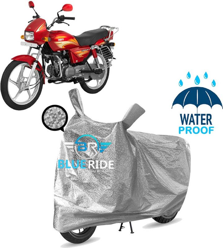 BLUERIDE Two Wheeler Cover for Hero  (Splendor Plus, Silver)