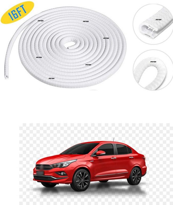 PRTEK Car Door Edge Guards Strip U Shape Flexible Car Door Protector Rubber Anti-Collision Rubber Trim Seal Lining Protect from Chips,Scratches Fits for Most Universal Vehicle(WHITE 16Ft) A53 Car Beading Roll For Window, Bumper, Door  (5 m)