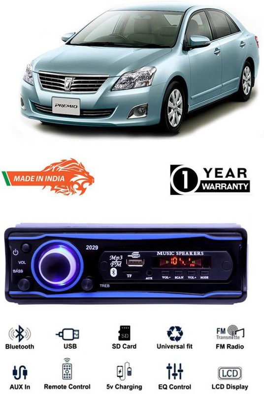 Bluedrum Blue 2029 USB/AUX/SD/BLUETOOTH/FM/MP3 BOOM MASTER STANDARD- B-D589 Car Stereo  (Single Din)
