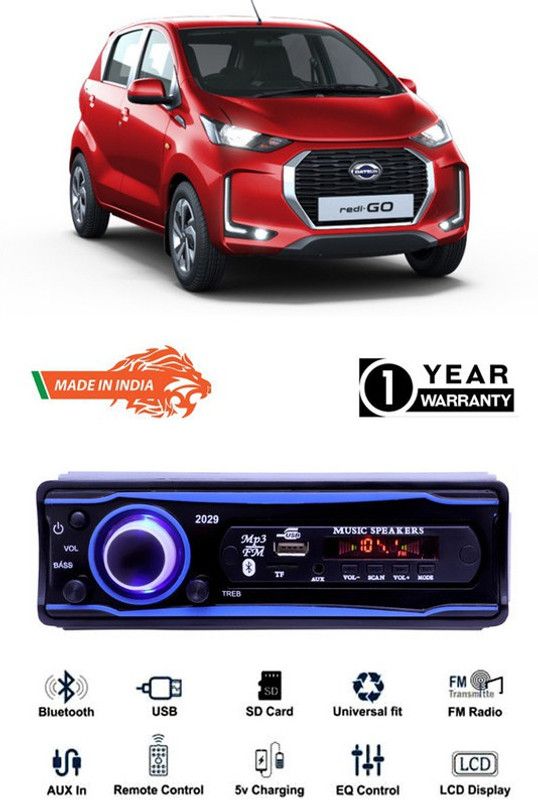 Purpleheart Blue 2029 USB/AUX/SD/BLUETOOTH/FM/MP3 BOOM MASTER STANDARD-PP100 Car Stereo  (Single Din)