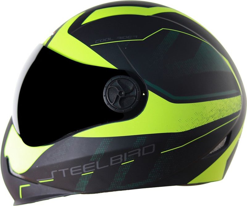 Steelbird Adonis 7Wings Furor Full Face Helmet in Matt Black/Neon with Smoke visor Motorbike Helmet  (Matt Black with Smoke visor)