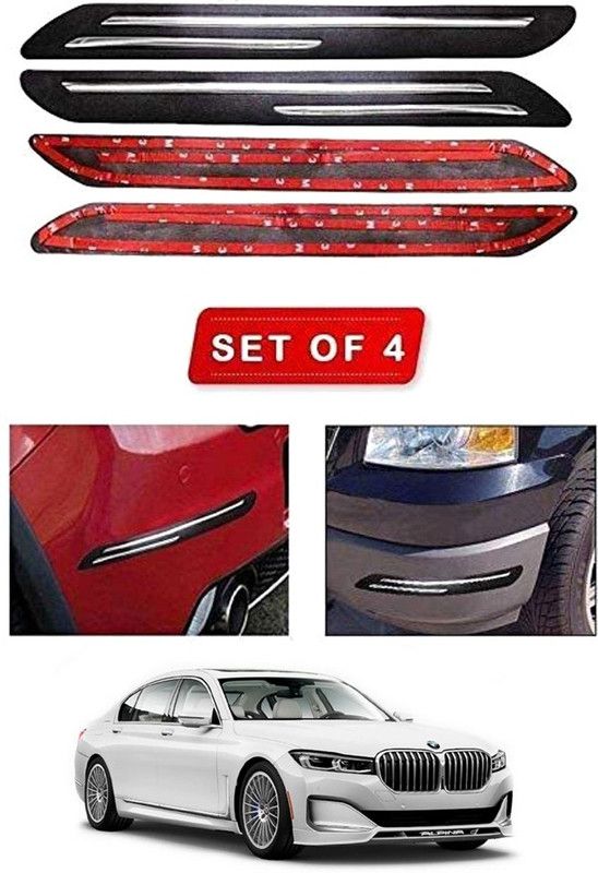 ANTHUB Rubber Car Bumper Guard  (Black, Red, Pack of 4, BMW, Universal For Car)