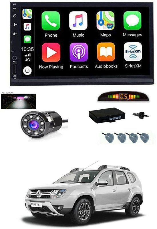MATIES 7 INCH Full Double Din Car Screen Stereo Media Player Audio Video Touch Screen Stereo Full HD with MP3/MP4/MP5/USB/FM Player/WiFi/Bluetooth & Mirror Link with Back Rear Camera & Silver Sensor For Duster Car Stereo  (Double Din)