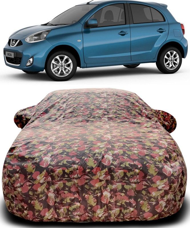 AutoBurn Car Cover For Nissan Micra (With Mirror Pockets)  (Green, Red)