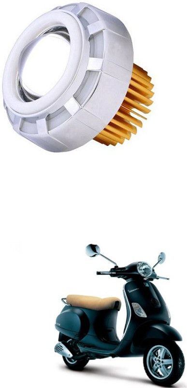PRTEK LED Headlight Lens Projector (White And Blue) 0022 Headlight Motorbike LED for Piaggio (12 V, 35 W)  (Vespa, Pack of 1)