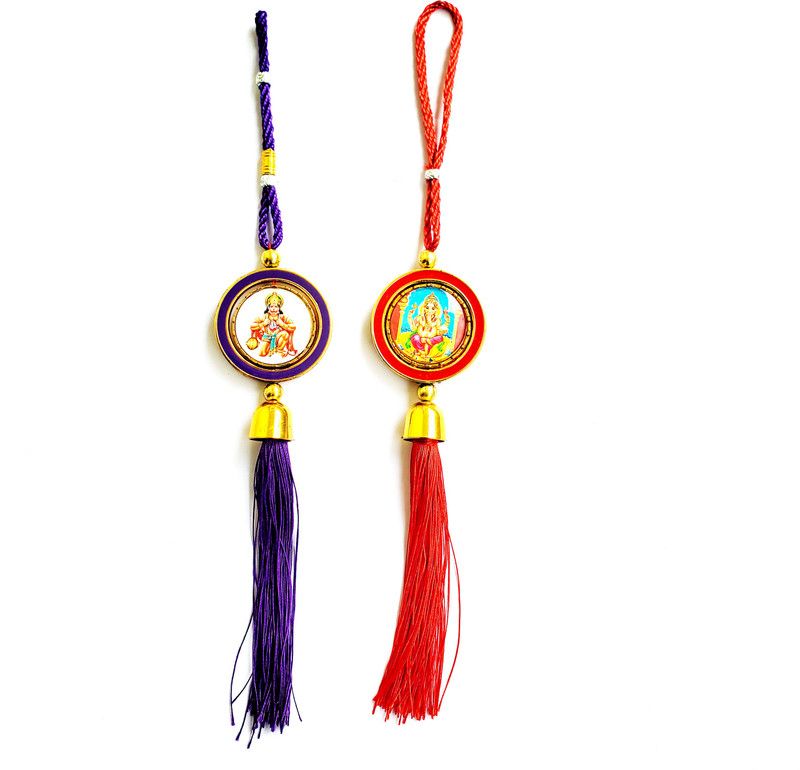 ShopTalk Car Hanging Balaji & Hanuman fliped both side Ganesha and saraswati Car Hanging Ornament  (Pack of 2)