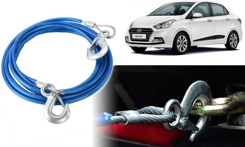 Selifaur DT149 - 12mm Heavy Duty 4Mtr 8000kgs Car Auto Full Steel Towing Tow Cable Rope For Xcent 2016 4 m Towing Cable  (Steel, Plastic, 8000 kg Pull Capacity)
