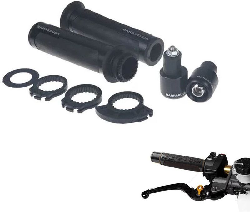 Vagary Barracuda Handle Grip with Metal Handlebar Ends (BLACK) Handle Bar Grip For Universal For Bike Universal For Bike  (Pack of 2)