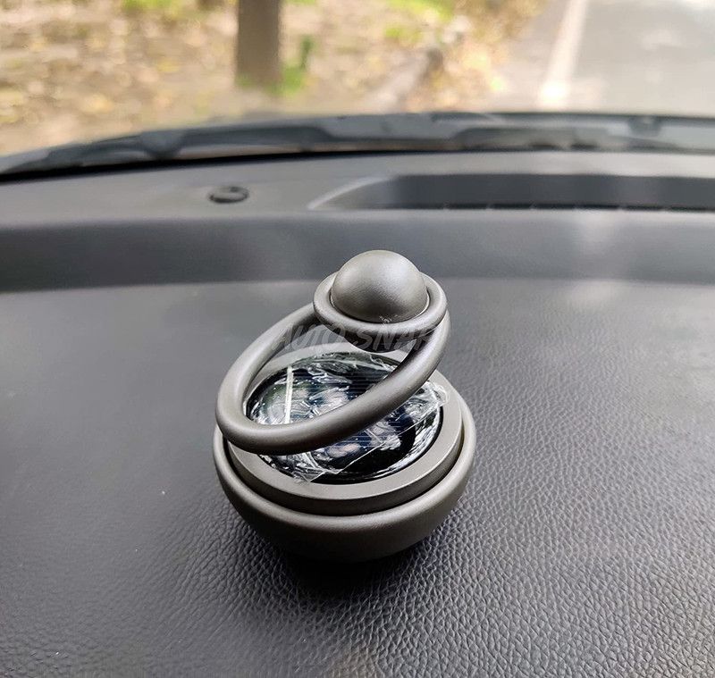 Auto Snap ASAP_SSOLAR_02 Car Dashboard Idol Auto Rotation Double Ring Air Freshener Solar Perfume Color Silver Air Purifier  (Pack of 1)