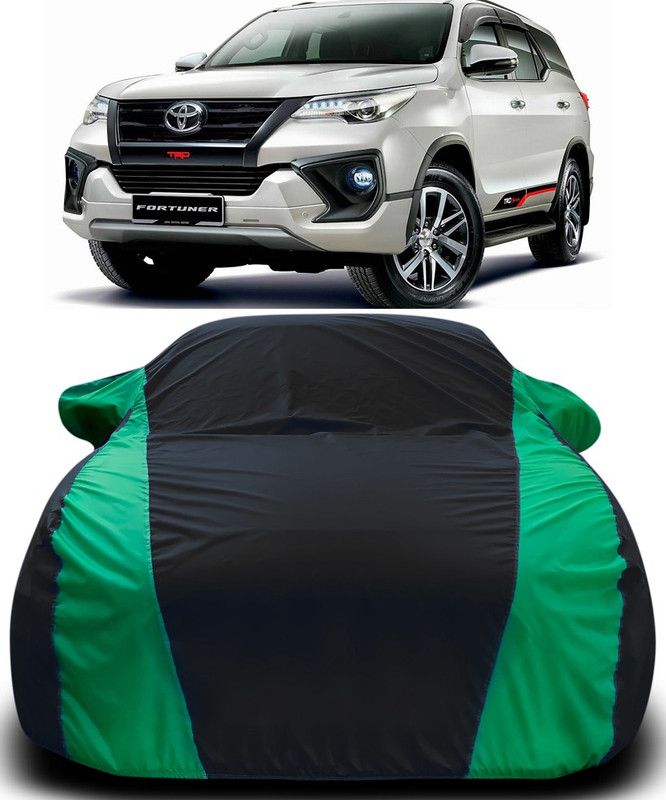 CoNNexXxionS Car Cover For Toyota New Fortuner (With Mirror Pockets)  (Black, Green)
