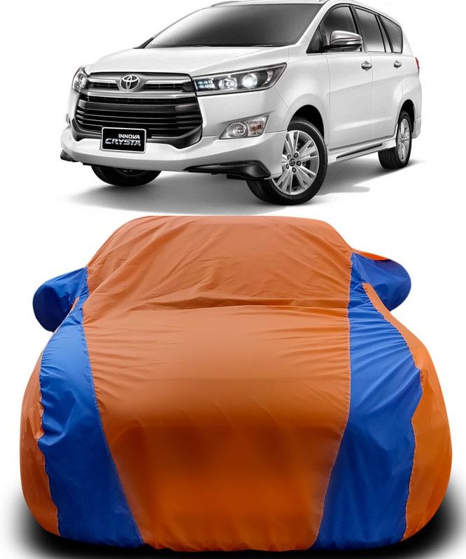 AutoBurn Car Cover For Toyota Innova Crysta (With Mirror Pockets)  (Orange, Blue)