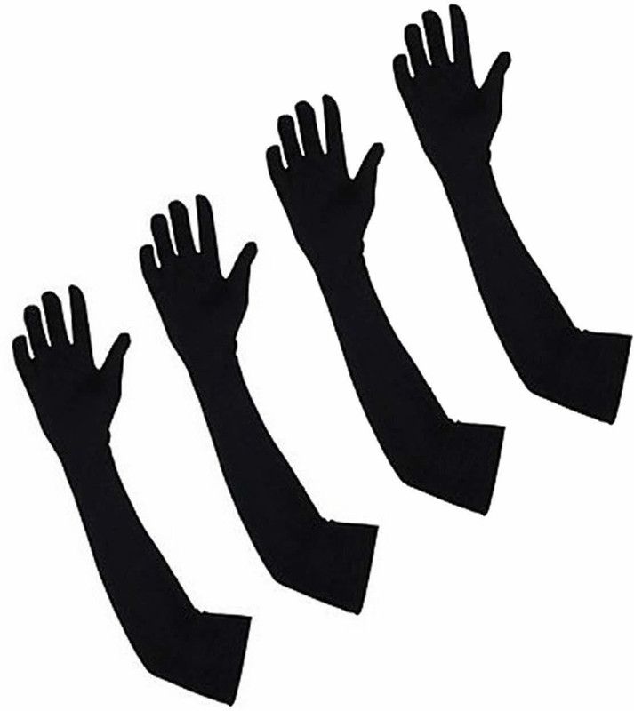 Staffy Cotton Arm Sleeve For Women  (Free, Black)