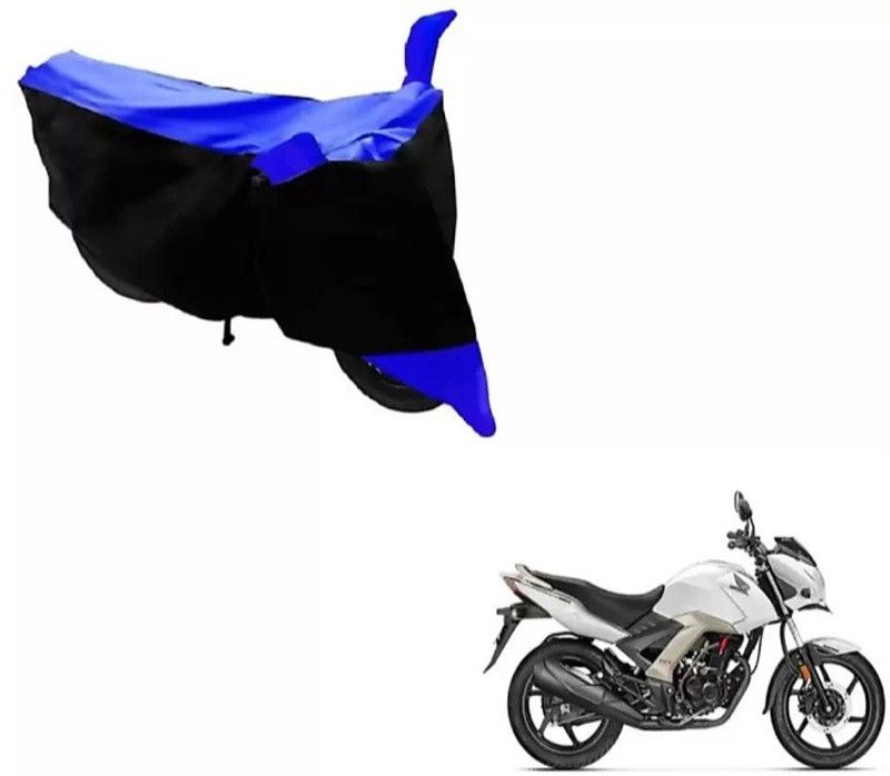 ELECTRIBLES Two Wheeler Cover for Honda  (CB Unicorn, Black, Blue)