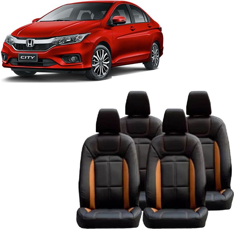 JMDi PU Leather Car Seat Cover For Honda City  (Detachable Head Rest, Mono Back Seat, 4 Seater, 2 Back Seat Head Rests)