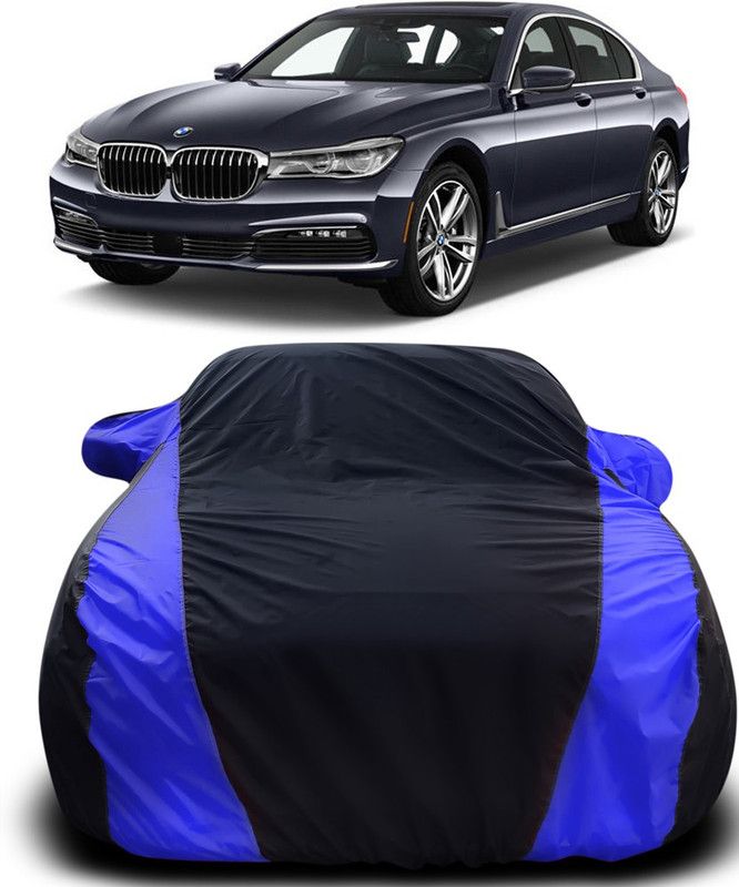 Genipap Car Cover For BMW 725i (With Mirror Pockets)  (Black, Blue)