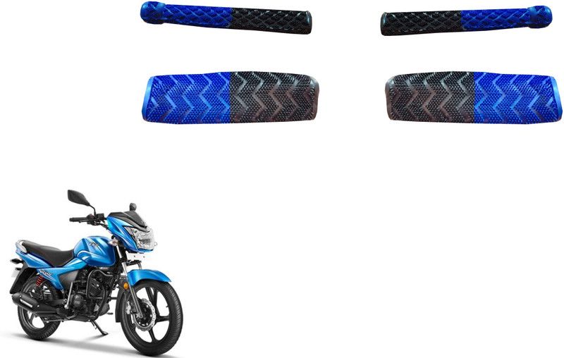 AutoVHPR TVMetrBlueBlackGripCoverwithClutchBreakCover Handle Bar Grip For TVS Universal For Bike  (Pack of 2)