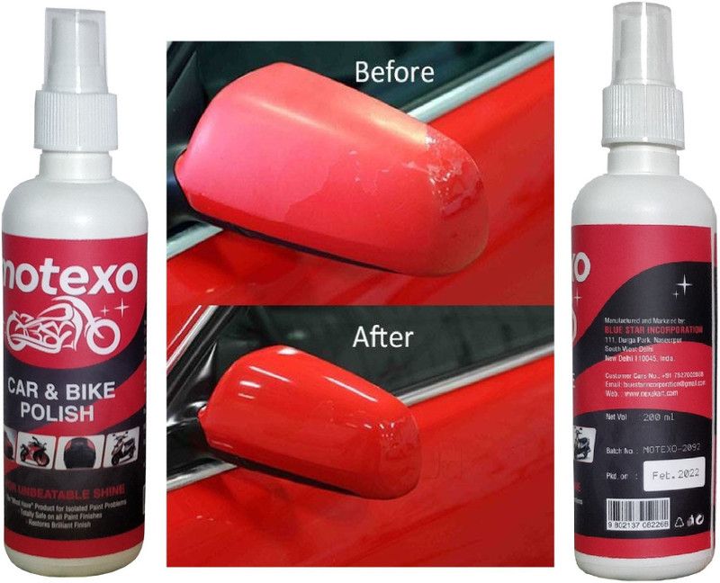 MOTEXO Liquid Car Polish for Dashboard, Chrome Accent, Bumper, Exterior, Leather, Headlight, Windscreen, Metal Parts  (400 ml, Pack of 2)