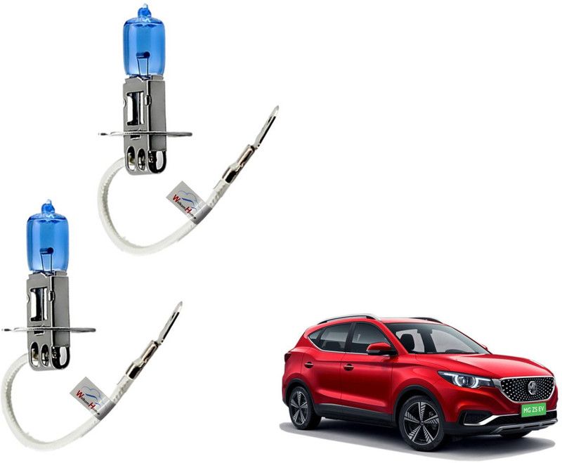 WolkomHome Car H3 halogen headlight Fog lamp bulb 12V - 100W 5000K Cool Blue Ultimate White for mg-zs-ev Headlight Car Halogen (12 V, 100 W)  (Universal For Car, Pack of 2)