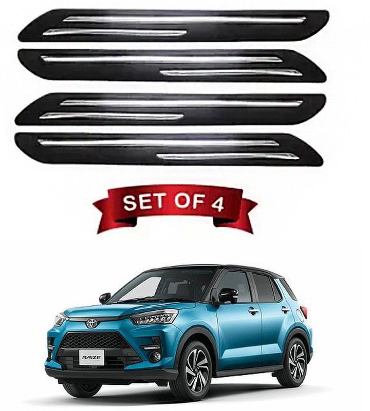 ANTHUB Rubber Car Bumper Guard  (Black, Silver, Pack of 4, Toyota, Universal For Car)