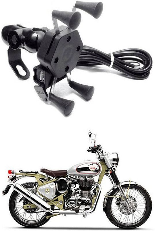 Enfield Works X-Grip Mobile Holder With USB Charger For Bike EW-2287 Bike Mobile Holder  (Black)