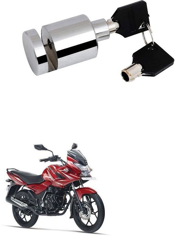 Qiisx Heavy Duty Disc Brake Lock Anti Theft Stainless Steel 7mm Pin Wheel Locking Security Lock for Bike and Motorcycle (Chrome)_Bajaj Discover 150 f Disk_RoundX_1361 Disc Lock  (Silver)