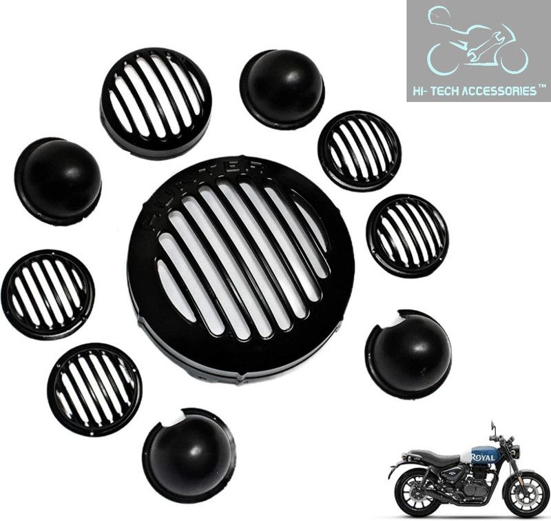 HI-TECH ACCESSORIES BULLET GRILL SET HUNTER 350CC SET SET OF 10 Bike Headlight Grill  (Black)
