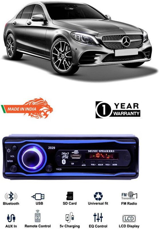 Purpleheart Blue 2029 USB/AUX/SD/BLUETOOTH/FM/MP3 BOOM MASTER STANDARD-PP368 Car Stereo  (Single Din)