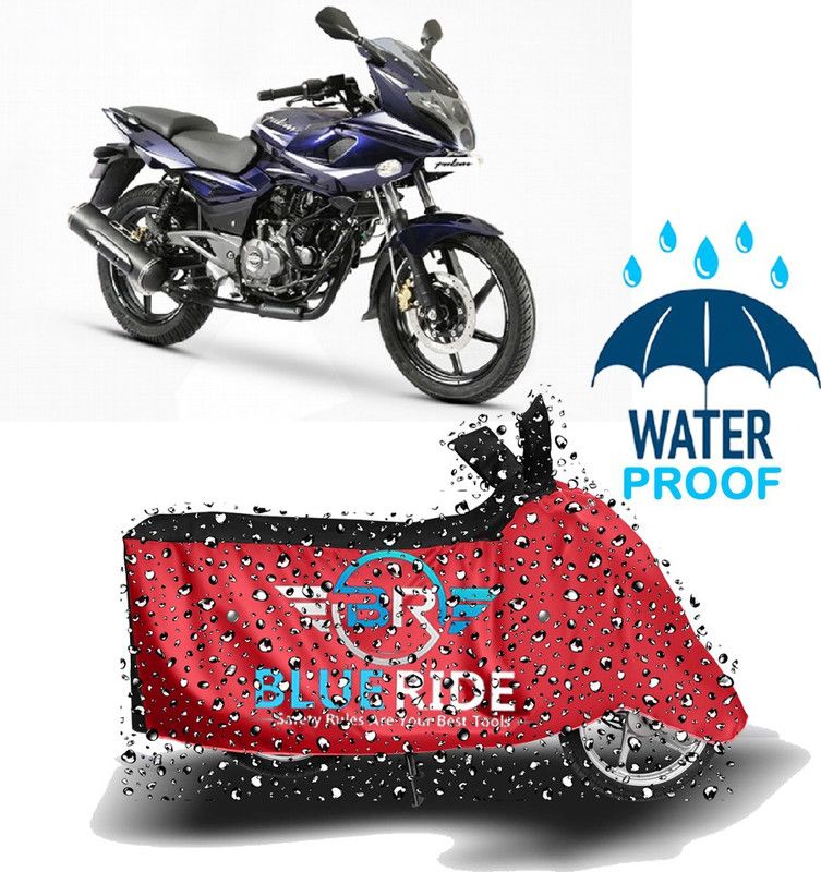 BLUERIDE Two Wheeler Cover for Bajaj  (Pulsar 220F, Red, Black)