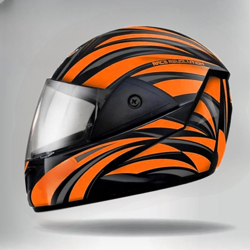 Racing-1 D3 ISI Certified Full Face Helmet for Men & Women Motorbike Helmet  (Orange)