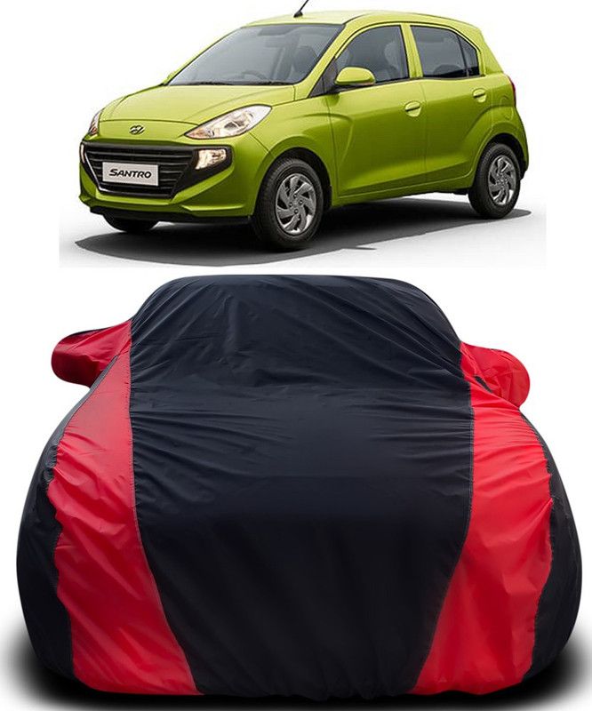 THE REAL ARV Car Cover For Hyundai Santro Xing (With Mirror Pockets)  (Black, Red)