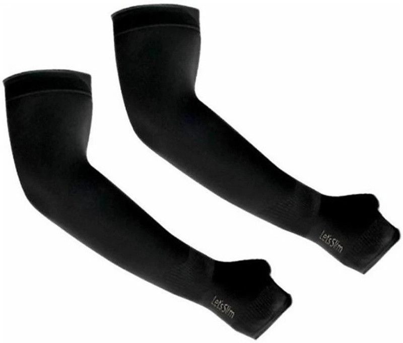 SPEEDZZ Nylon, Cotton Arm Sleeve For Men & Women  (L, Black)