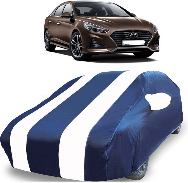 AutoTiger Car Cover For Hyundai Sonata Facelift (With Mirror Pockets)  (Blue, White)