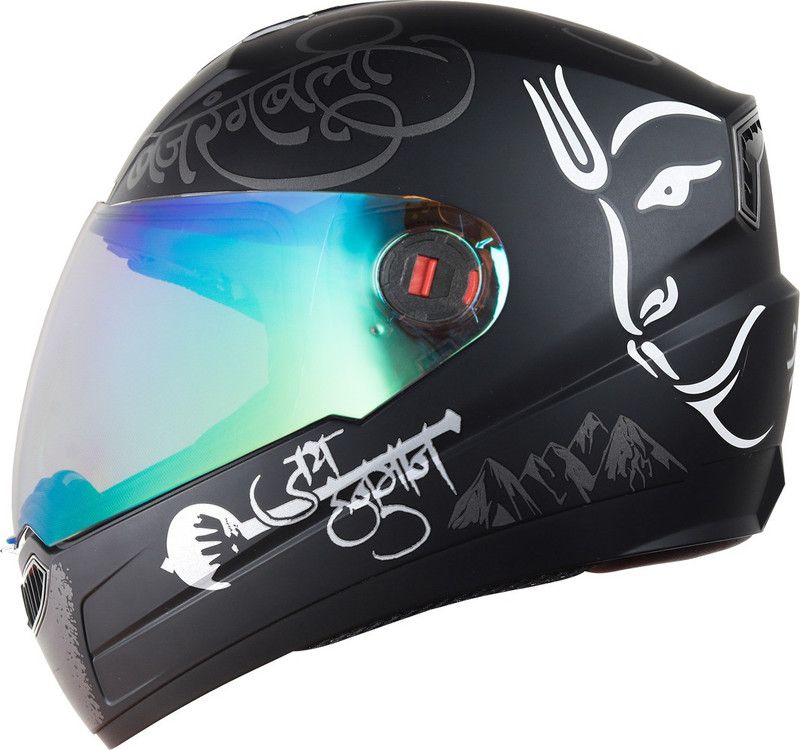 Steelbird SBA-1 Mahavir White with Night vision Gold visor Motorbike Helmet  (Matt Black White with Night vision Gold visor)